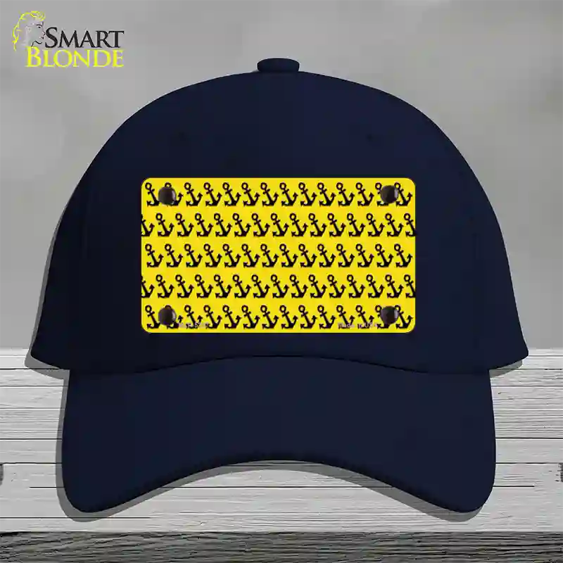 Yellow Black Anchor Novelty License Plate Hat Cotton / Navy