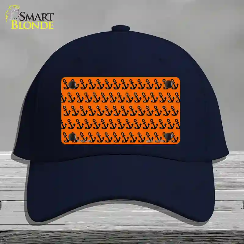 Orange Black Anchor Novelty License Plate Hat Cotton / Navy