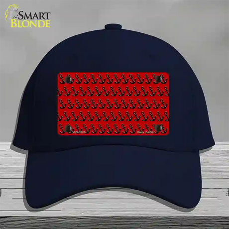 Red Black Anchor Novelty License Plate Hat Cotton / Navy