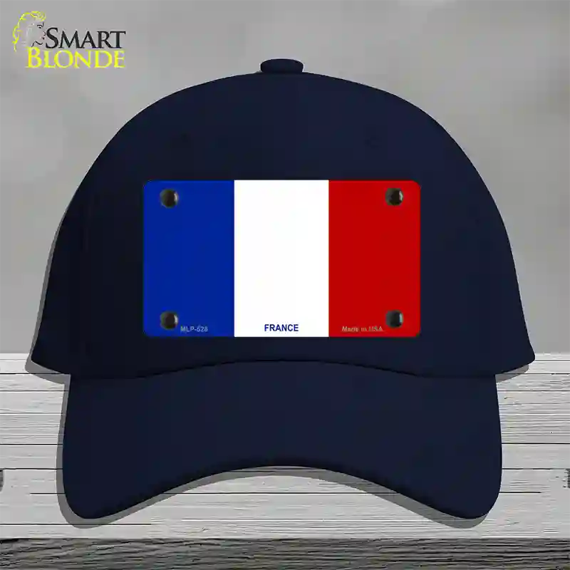 France Flag Novelty License Plate Hat Cotton / Navy