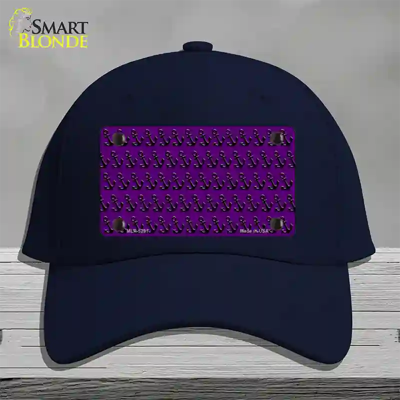 Purple Black Anchor Novelty License Plate Hat Cotton / Navy