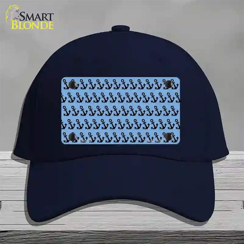 Light Blue Black Anchor Novelty License Plate Hat Cotton / Navy