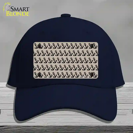 Tan Black Anchor Novelty License Plate Hat Cotton / Navy