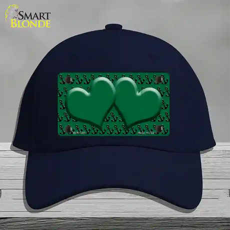 Green Black Anchor Green Heart Center Novelty License Plate Hat Cotton / Navy