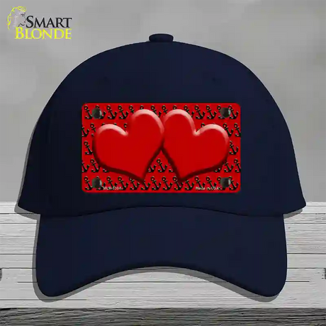 Red Black Anchor Red Heart Center Novelty License Plate Hat Cotton / Navy