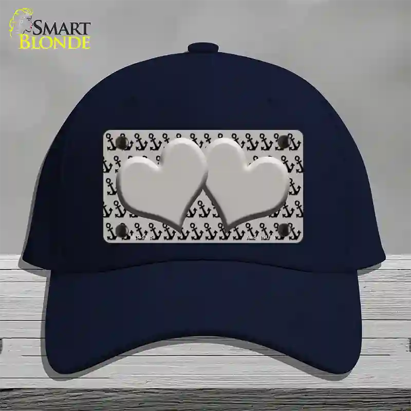 Grey Black Anchor Grey Heart Center Novelty License Plate Hat Cotton / Navy