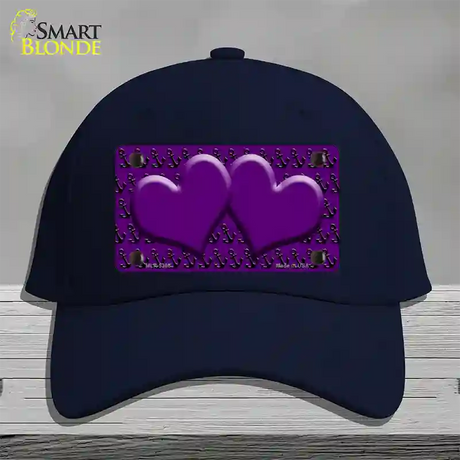 Purple Black Anchor Purple Heart Center Novelty License Plate Hat Cotton / Navy