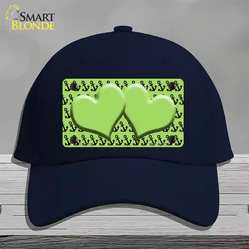 Lime Green Black Anchor Lime Green Heart Center Novelty License Plate Hat Cotton / Navy