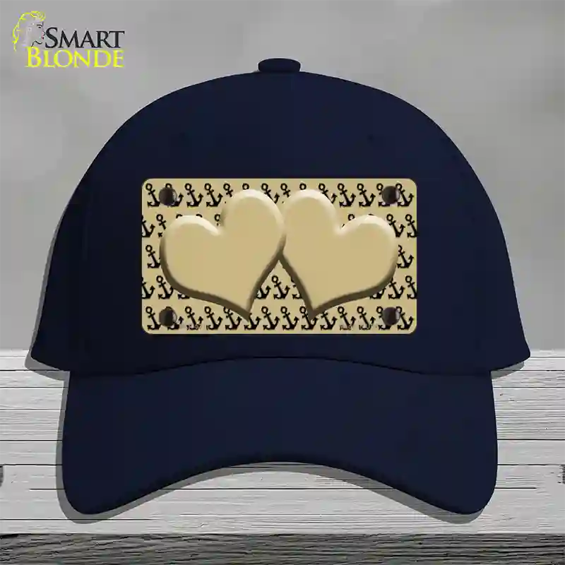 Gold Black Anchor Gold Heart Center Novelty License Plate Hat Cotton / Navy