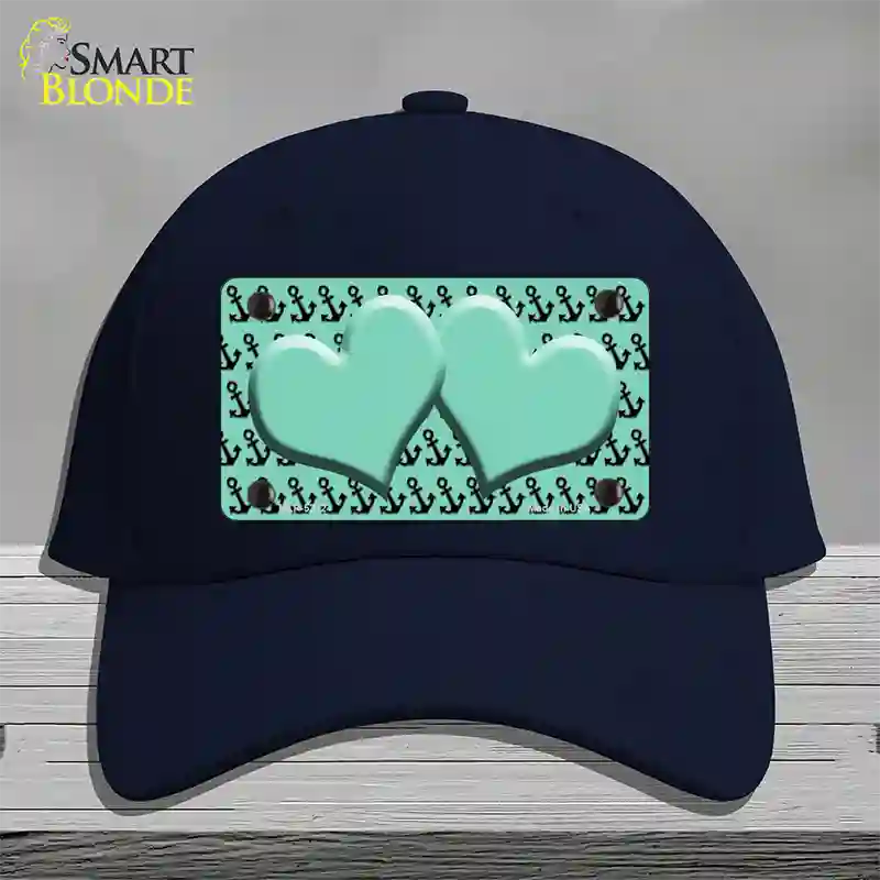 Mint Black Anchor Mint Heart Center Novelty License Plate Hat Cotton / Navy