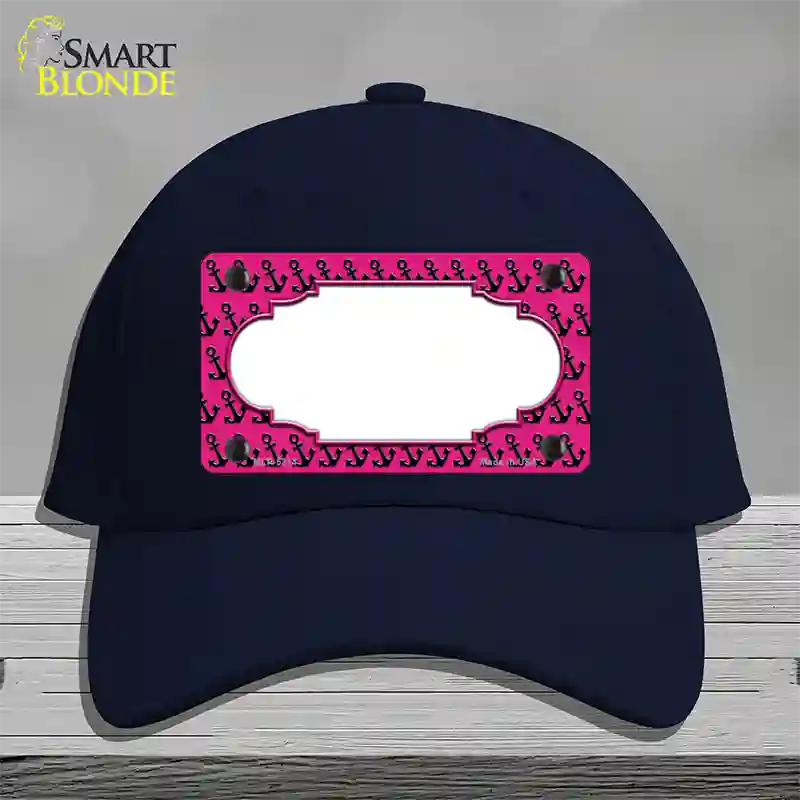 Pink Black Anchor Scallop Center Novelty License Plate Hat Cotton / Navy