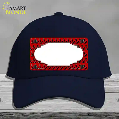 Red Black Anchor Scallop Center Novelty License Plate Hat Cotton / Navy