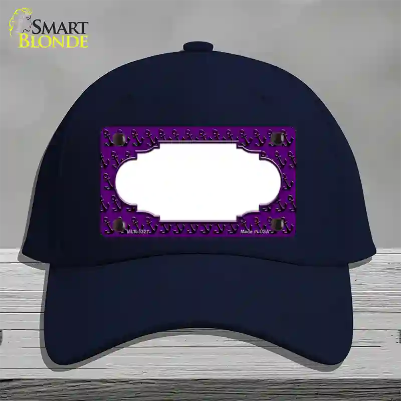 Purple Black Anchor Scallop Center Novelty License Plate Hat Cotton / Navy