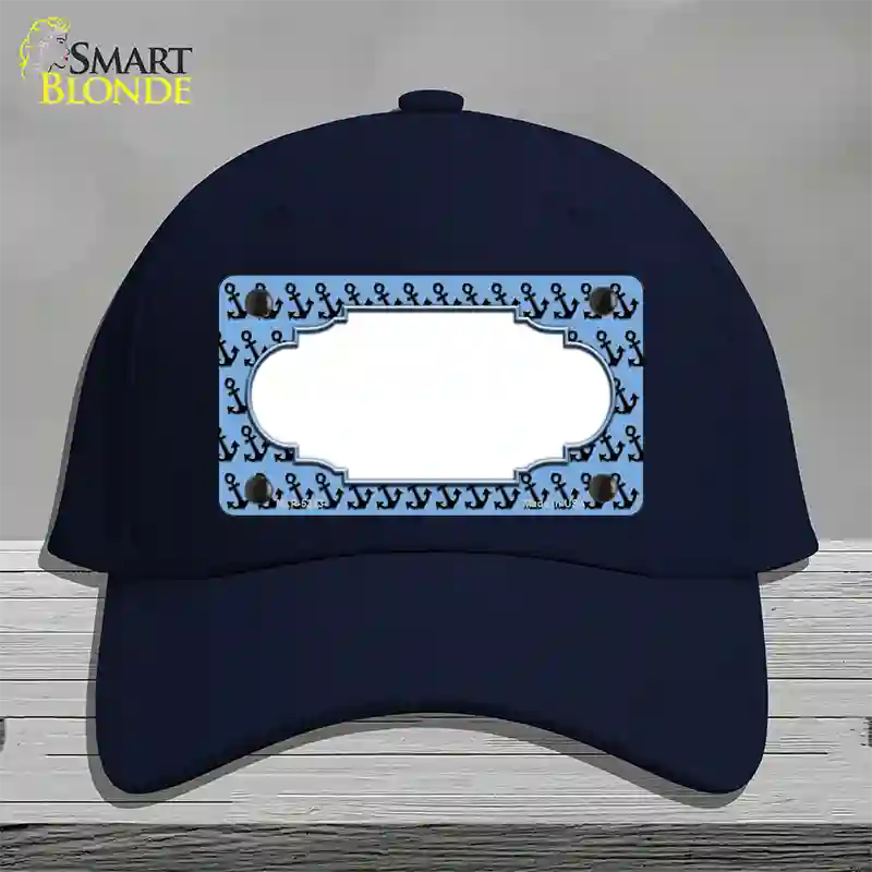 Light Blue Black Anchor Scallop Center Novelty License Plate Hat Cotton / Navy