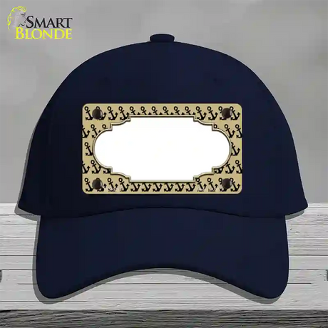 Gold Black Anchor Scallop Center Novelty License Plate Hat Cotton / Navy