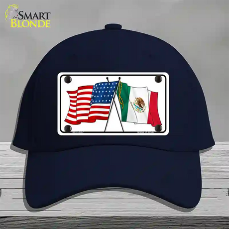 United States Mexico Flag Novelty License Plate Hat Cotton / Navy