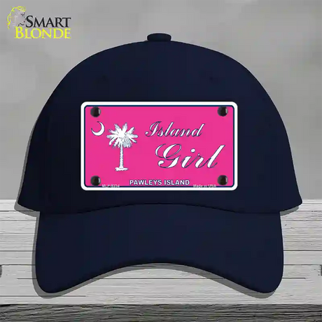 Island Girl Pink Novelty License Plate Hat Cotton / Navy