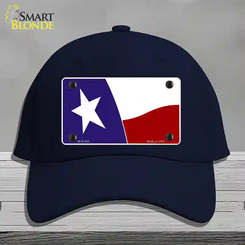 Texas State Flag Waving Novelty License Plate Hat Cotton / Navy