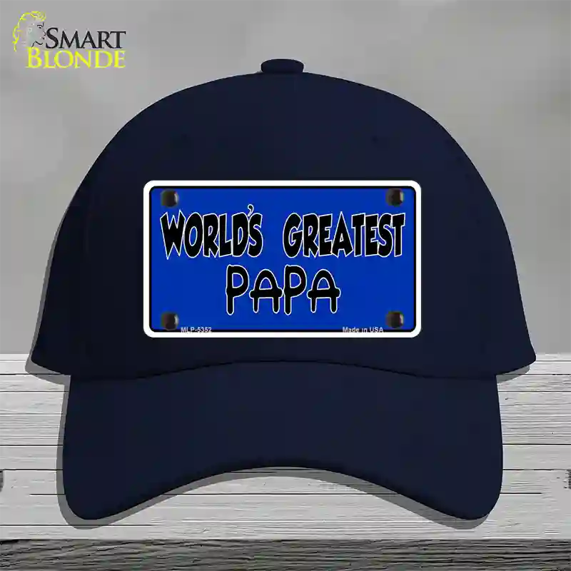 Worlds Greatest PaPa Novelty License Plate Hat Cotton / Navy