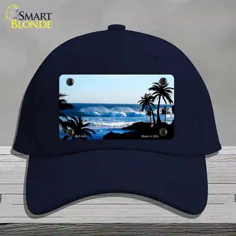 Ocean Wave Novelty License Plate Hat Cotton / Navy