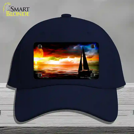 Sailboat Novelty License Plate Hat Cotton / Navy