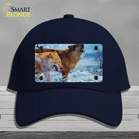 Wintertime Wolf Novelty License Plate Hat Cotton / Navy