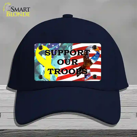 Support Our Troops Ribbon Novelty License Plate Hat Cotton / Navy