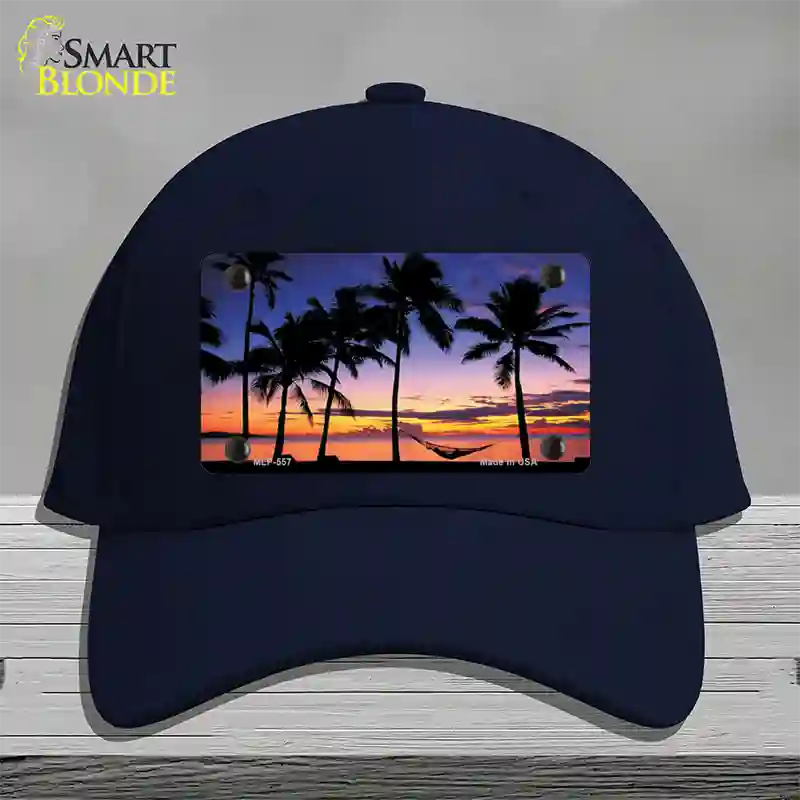 Sunset Hammock Novelty License Plate Hat Cotton / Navy