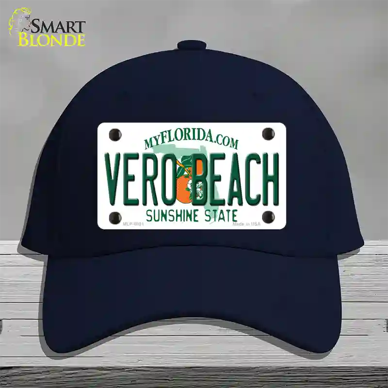 Vero Beach Florida Novelty License Plate Hat Cotton / Navy