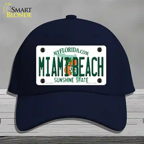 Miami Beach Florida Novelty License Plate Hat Cotton / Navy