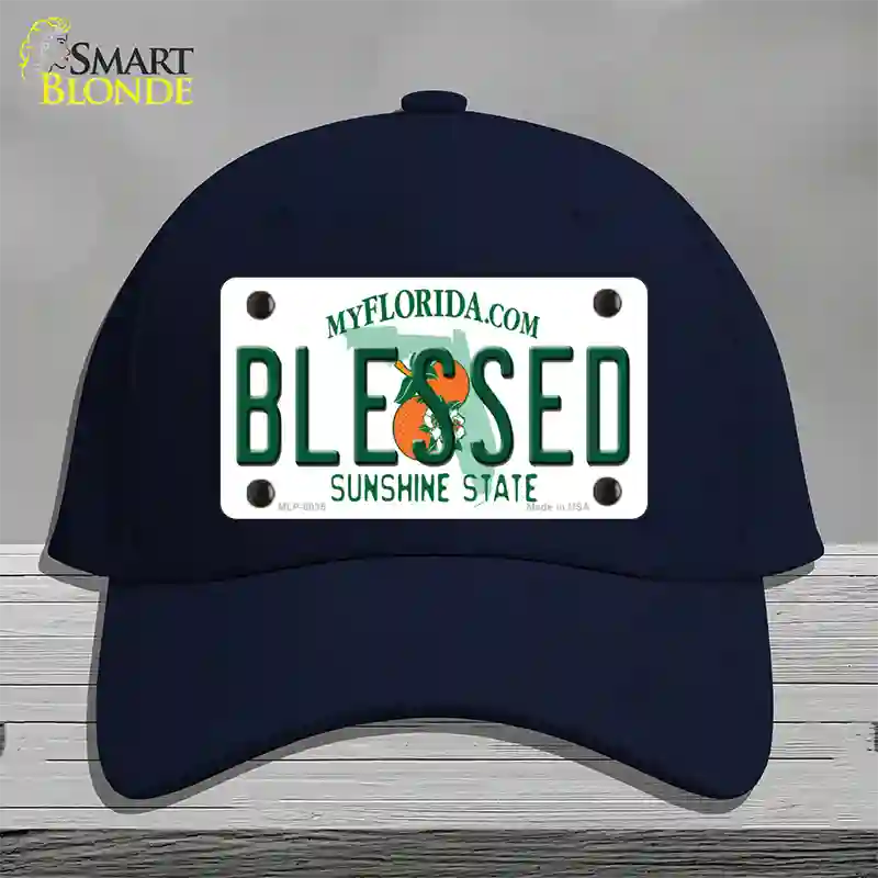 Blessed Florida Novelty License Plate Hat Cotton / Navy