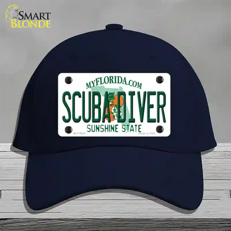 Scuba Diver Florida Novelty License Plate Hat Cotton / Navy