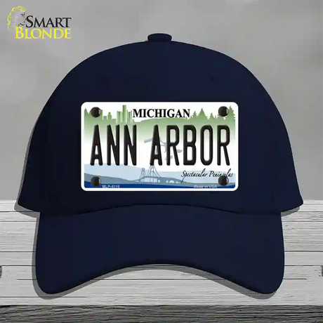 Ann Arbor Michigan Novelty License Plate Hat Cotton / Navy