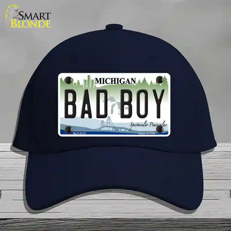 Bad Boy Michigan Novelty License Plate Hat Cotton / Navy