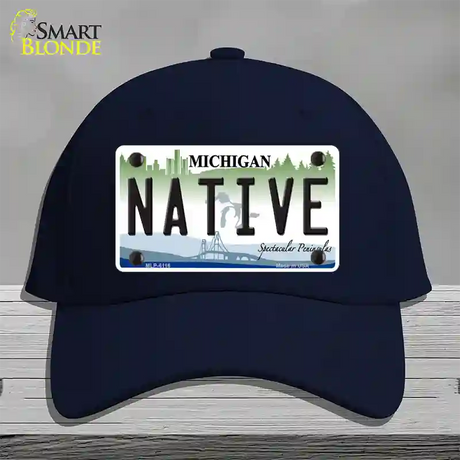 Native Michigan Novelty License Plate Hat Cotton / Navy