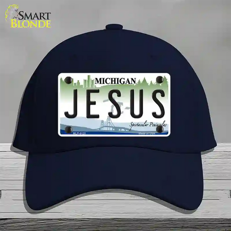 Jesus Michigan Novelty License Plate Hat Cotton / Navy