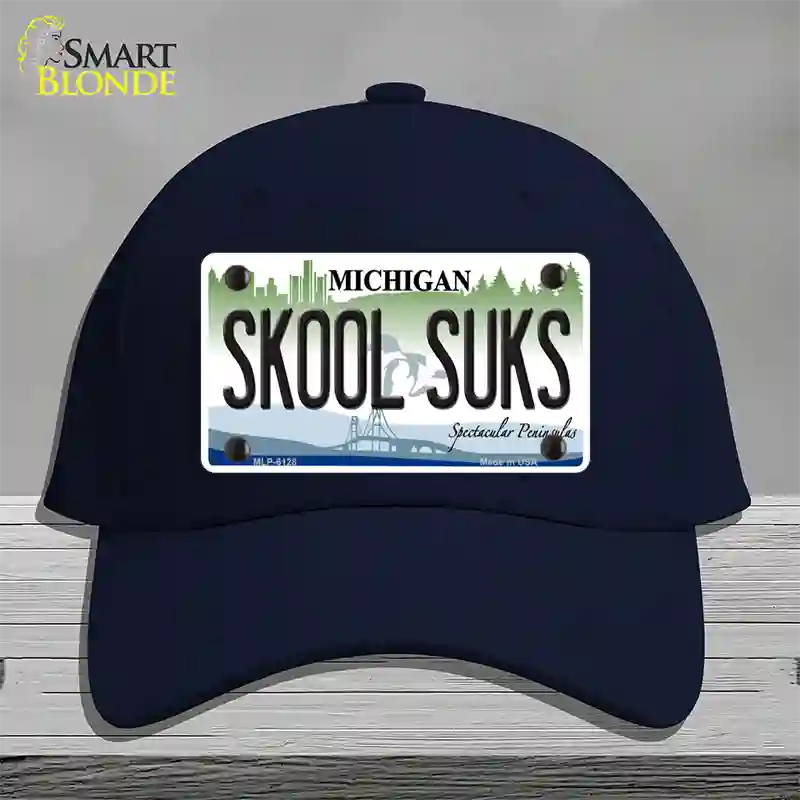 Skool Suks Michigan Novelty License Plate Hat Cotton / Navy