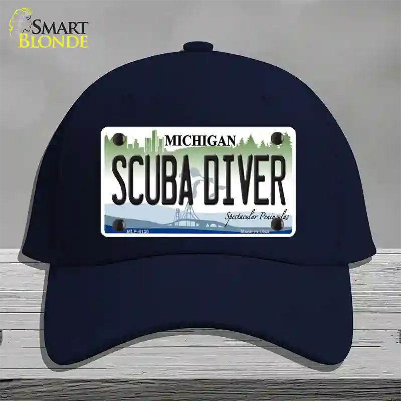 Scuba Diver Michigan Novelty License Plate Hat Cotton / Navy