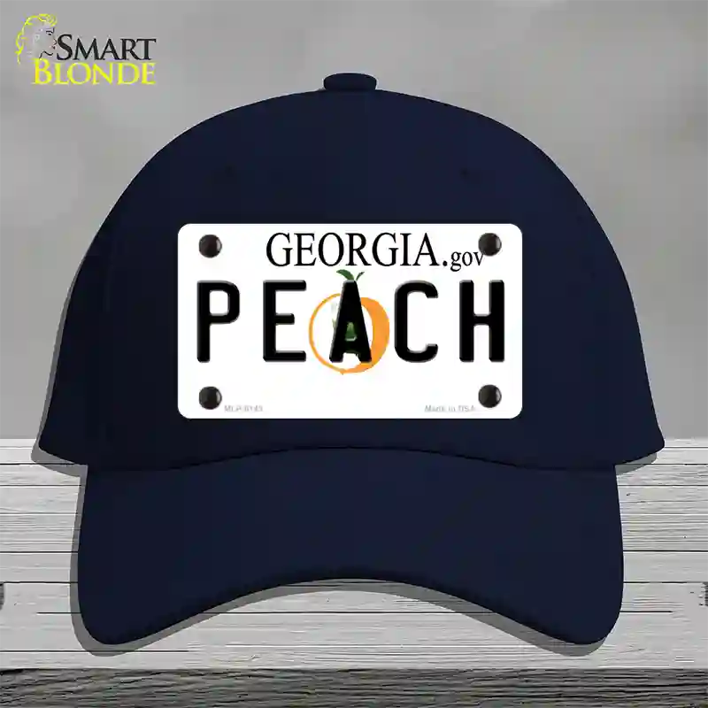 Peach Georgia Novelty License Plate Hat Cotton / Navy