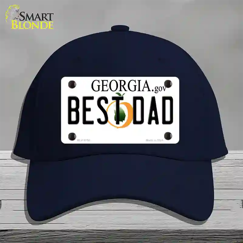 Best Dad Georgia Novelty License Plate Hat Cotton / Navy