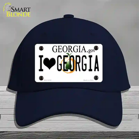 I Love Georgia Novelty License Plate Hat Cotton / Navy