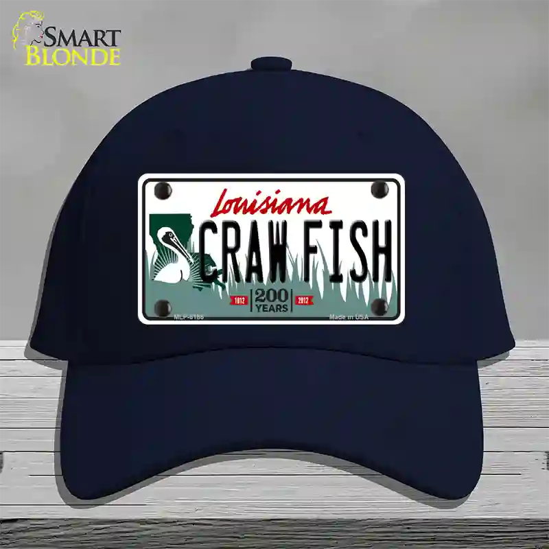 Craw Fish Louisiana Novelty License Plate Hat Cotton / Navy