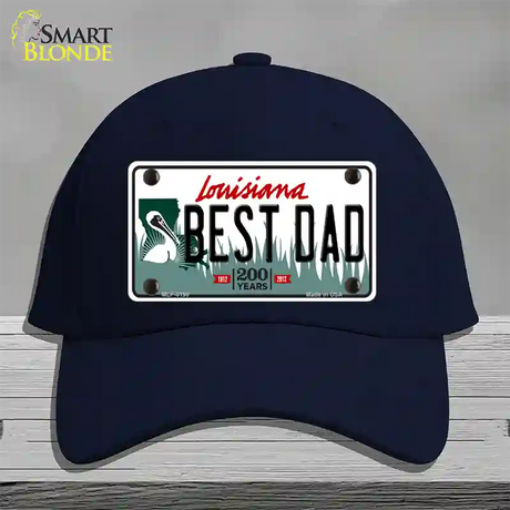 Best Dad Louisiana Novelty License Plate Hat Cotton / Navy