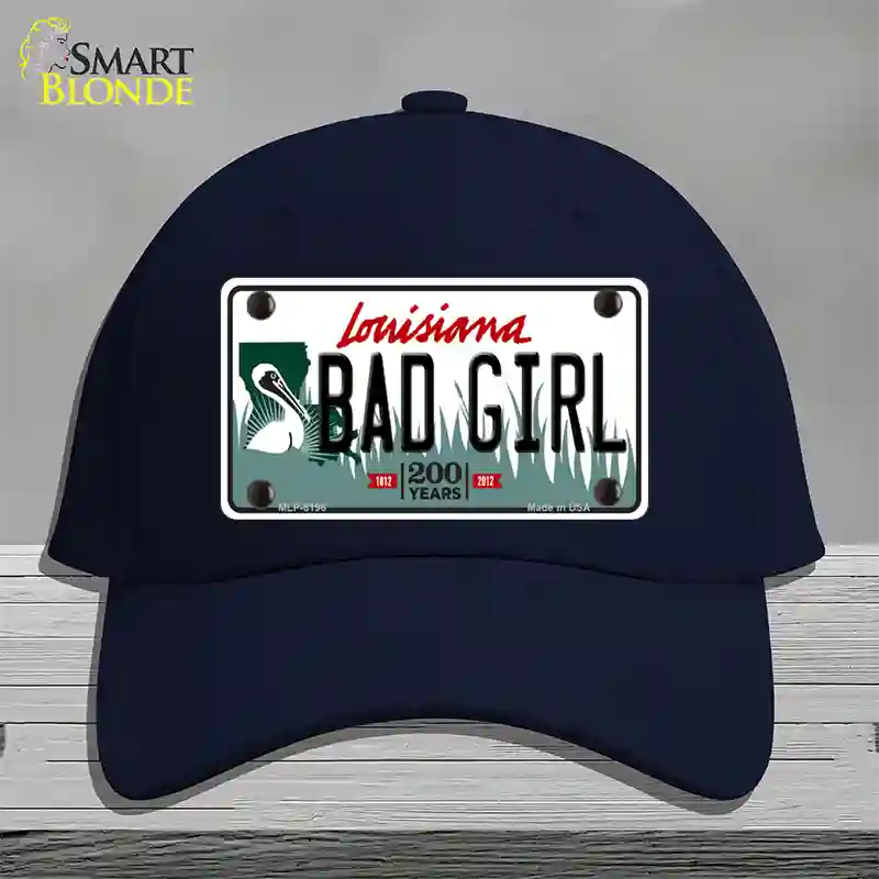 Bad Girl Louisiana Novelty License Plate Hat Cotton / Navy