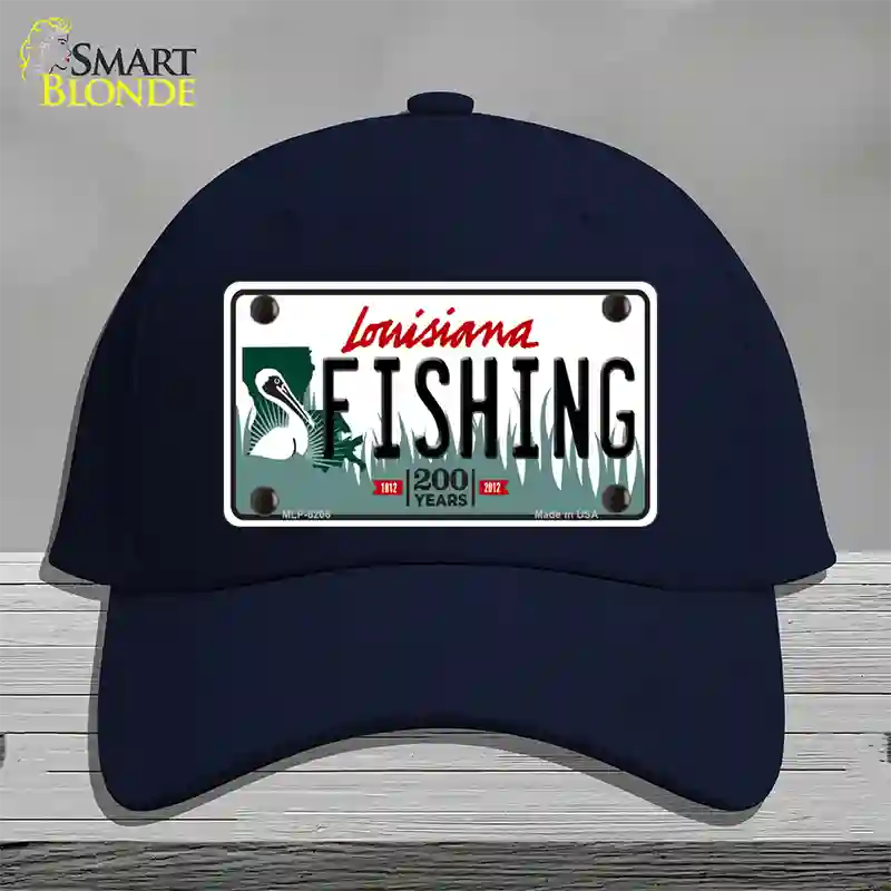 Fishing Louisiana Novelty License Plate Hat Cotton / Navy