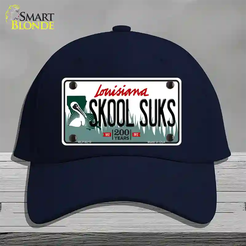 Skool Suks Louisiana Novelty License Plate Hat Cotton / Navy