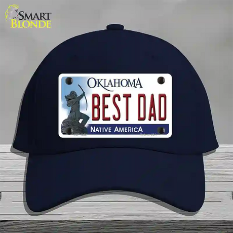 Best Dad Oklahoma Novelty License Plate Hat Cotton / Navy