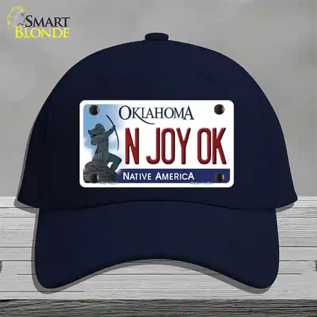 N Joy Ok Oklahoma Novelty License Plate Hat Cotton / Navy