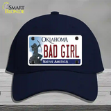 Bad Girl Oklahoma Novelty License Plate Hat Cotton / Navy