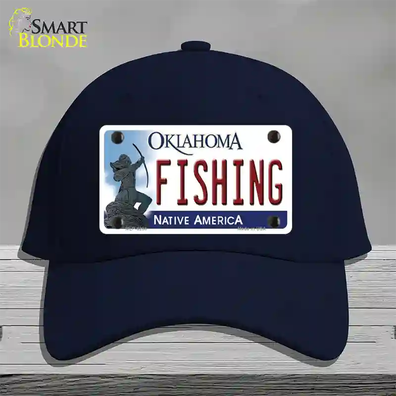 Fishing Oklahoma Novelty License Plate Hat Cotton / Navy